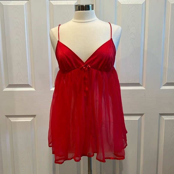Vintage Adonna 80s Red Chemise Babydoll Nightie - Picture 1 of 9